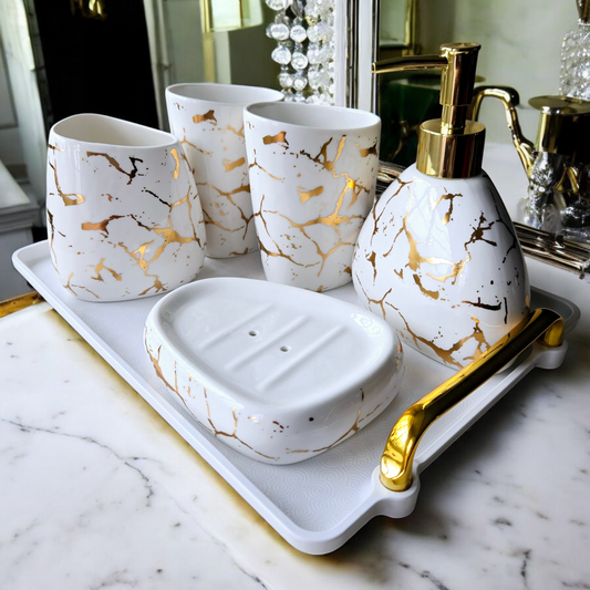 Luxury Marble Pattern Bathroom Accessories Set 1-5-Pieces